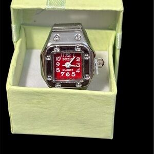 Silver and Red Quartz Watch